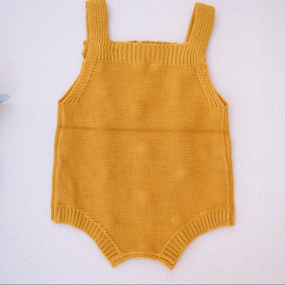 Pom Pom Knit Romper In Marigold - Picture 3 of 4